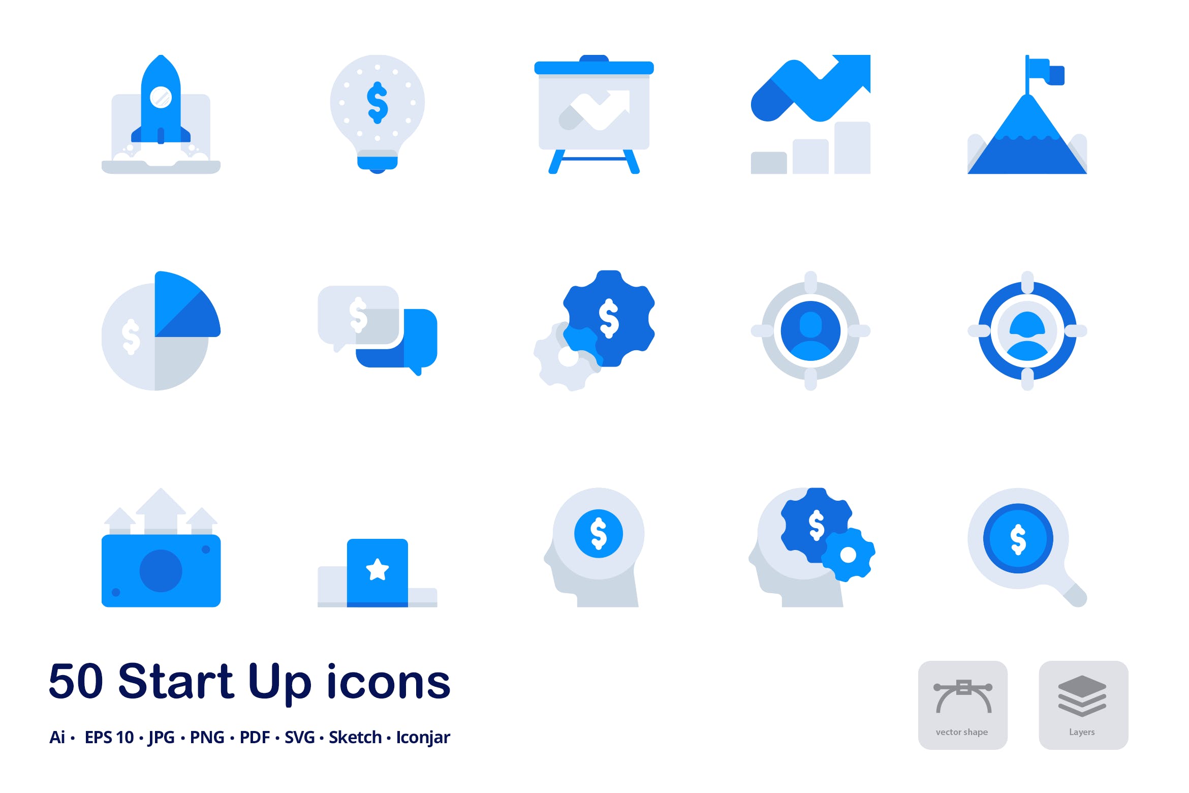 项目管理主题双色调扁平化矢量图标 Start Up Accent Duo Tone Flat Icons插图