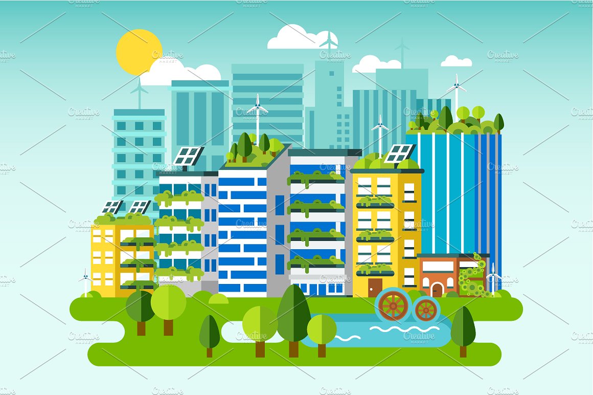 绿色生态城市平面概念图 Green City Flat Concept插图