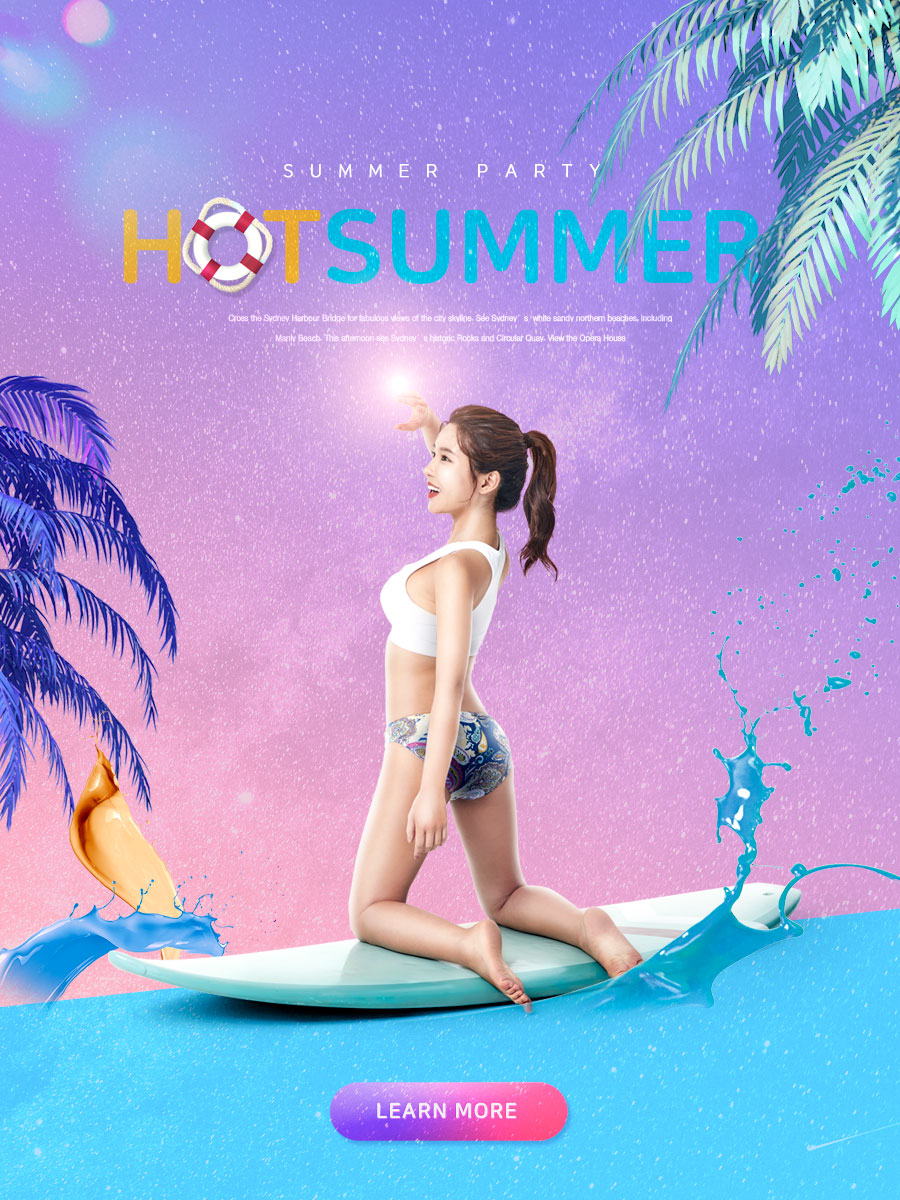 夏季性感比基尼派对活动宣传海报设计模板插图(2)