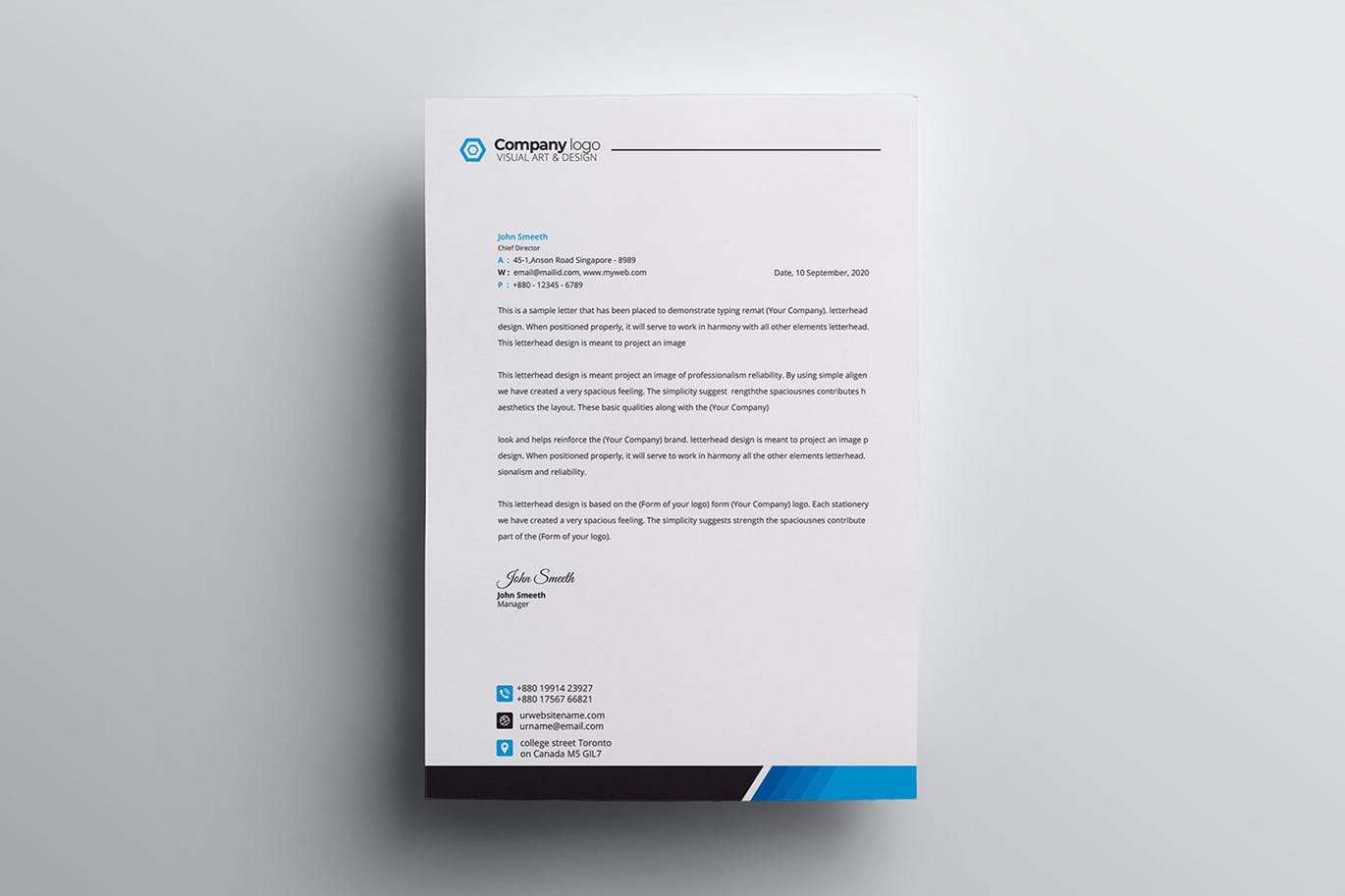 超超超简单企业品牌信纸信笺设计模板 Letterhead插图(1)