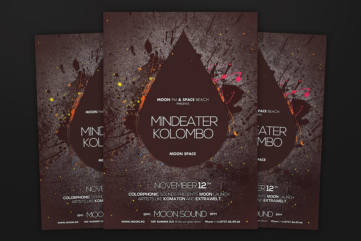 抽象创意音乐主题海报设计模板 Dark Colorphonic Poster插图