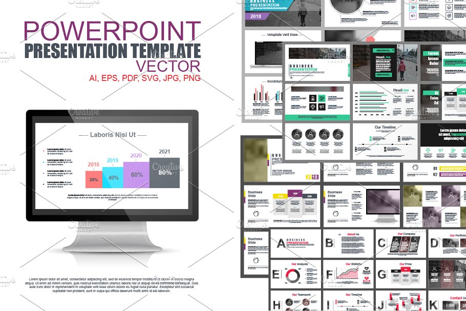 信息图表数据汇报工作幻灯片设计矢量图形 Powerpoint Slide Templates插图
