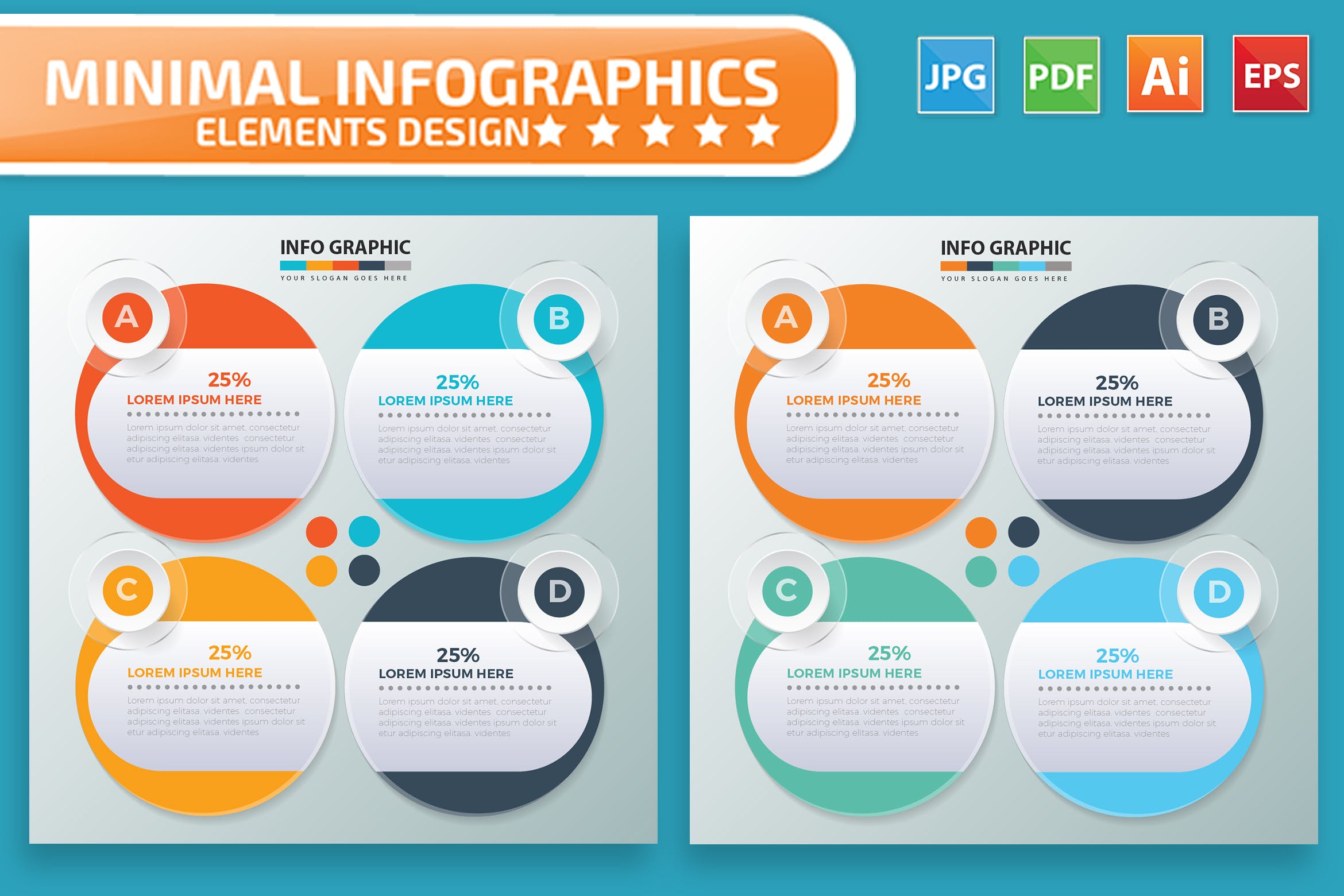 流程步骤圆形图形信息图表设计素材 Infographic Elements Design插图