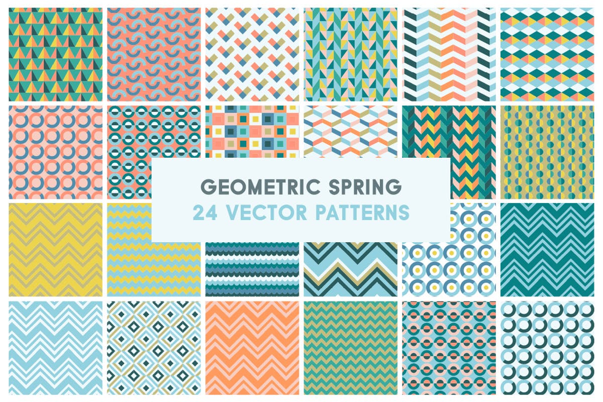 几何图形图案矢量纹理 Geometric Spring Vector Patterns插图