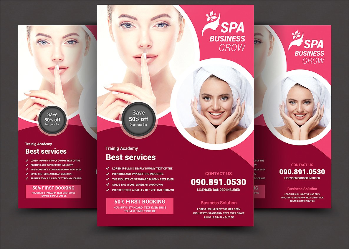 美容护肤品牌宣传海报模板 SPA Beauty Flyer Template插图