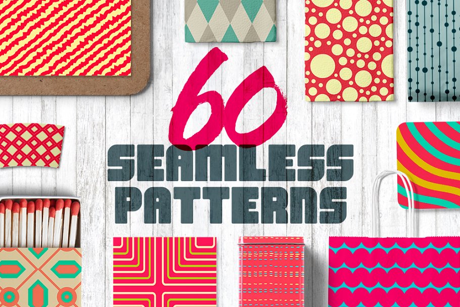 60款彩色几何图形叠加节日无缝纹理 60 Seamless Patterns插图