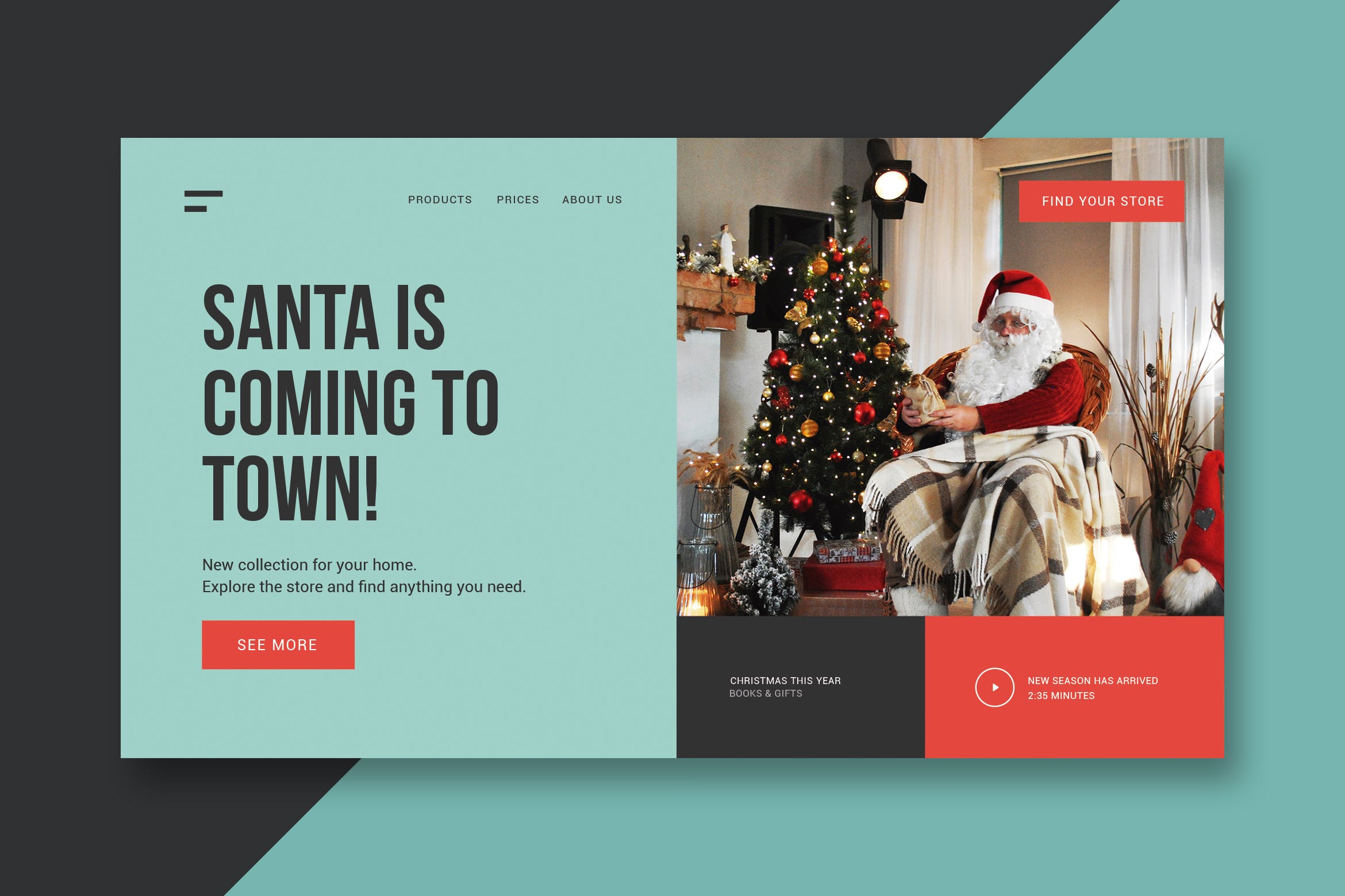 圣诞节&圣诞礼物主题网站着陆页设计模板 Gifts & Christmas – Landing Page插图