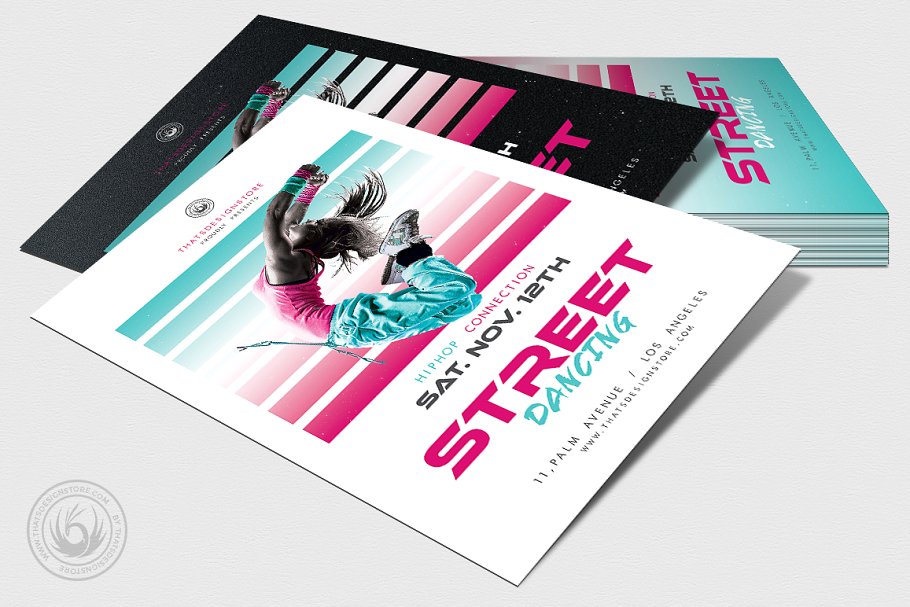 街舞表演宣传单PSD模板 Street Dancing Flyer PSD插图(3)