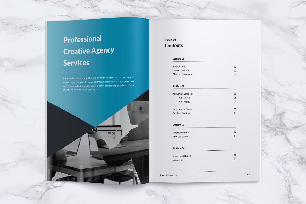 多元化大型公司简介企业画册设计模板 DIVERSE Professional Company Profile Brochures插图(1)