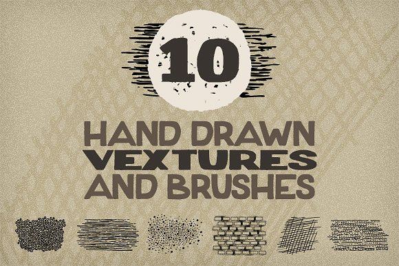 10款手绘花纹纹理&笔刷 10 Hand Drawn Vextures and Brushes插图