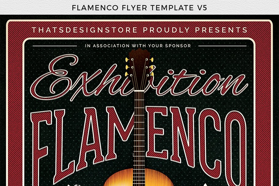 弗拉门戈吉他演奏会海报宣传PSD模板V5 Flamenco Flyer PSD V5插图(6)