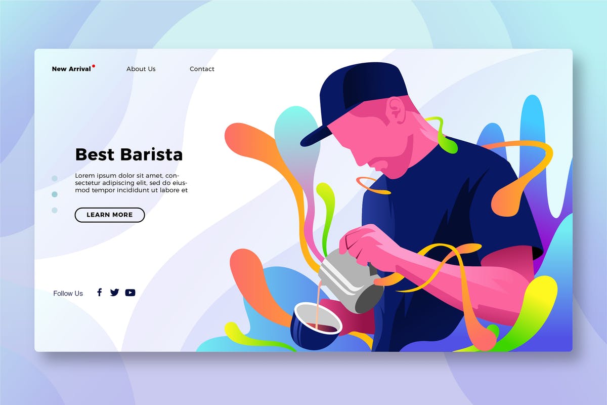 咖啡品牌网站Banner&着陆页PSD模板 Best Coffee Barista – Banner & Landing Page插图