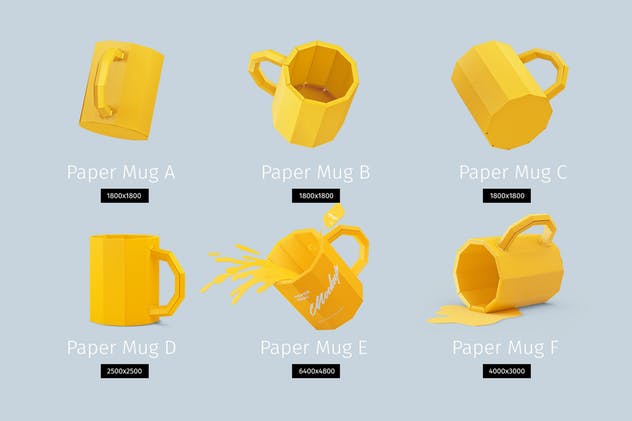 手工制作纸杯艺术品样机 PAPERCRAFT MUGS MOCKUPS插图(1)