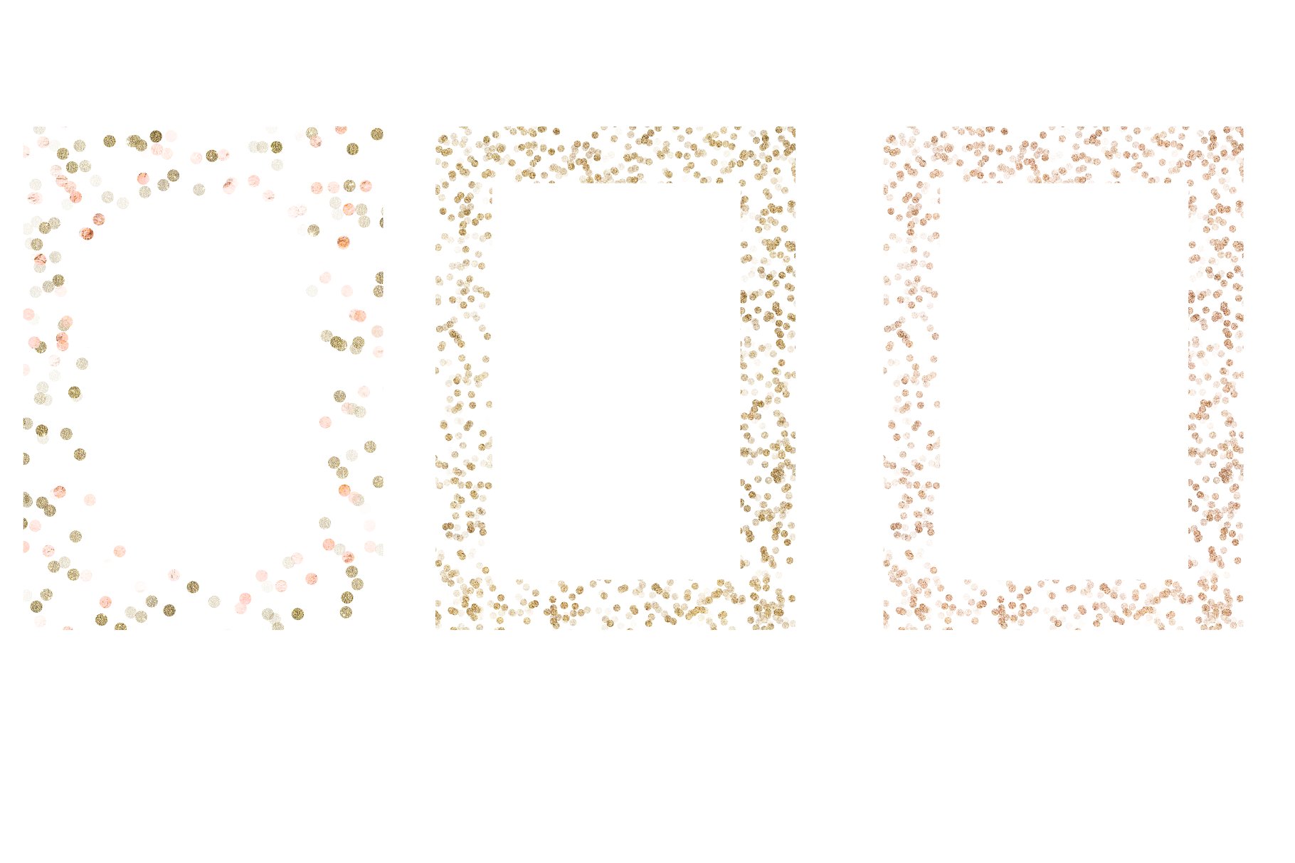 金光闪闪的五彩纸屑边框剪贴画 Gold glitter confetti  set插图(2)