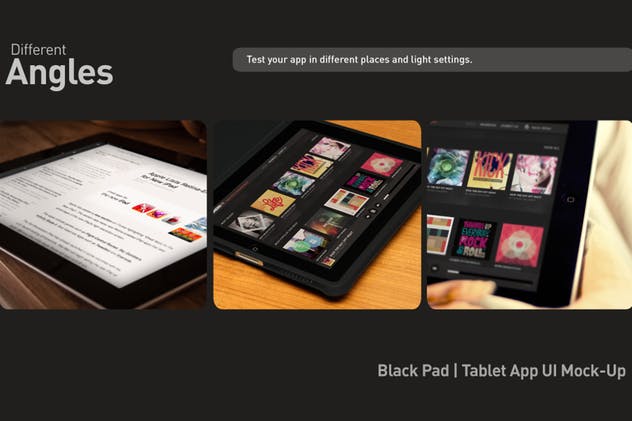 平板APP应用界面设计演示样机模板 Black iPad Tablet App UI Mock-Up插图(5)