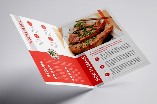 双折页美味食品宣传册INDD设计模板 Bifold food Brochure插图(3)