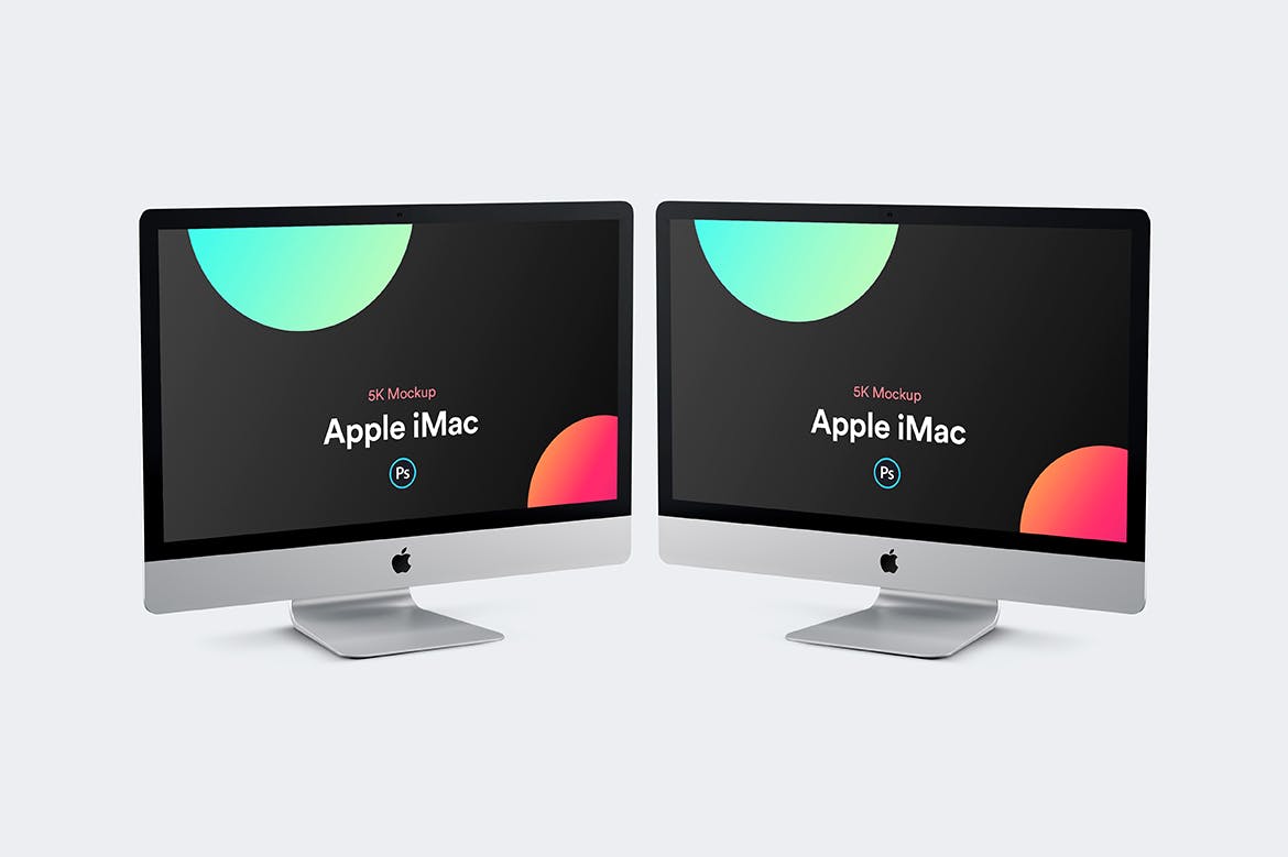 四种视角2019款视网膜屏iMac一体机样机 iMac 2019 Retina Mockup Collection插图(2)