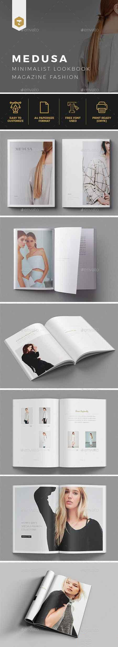 时尚的时装杂志模板下载[indd]–MEDUSA Lookbook Magazine Fashion插图