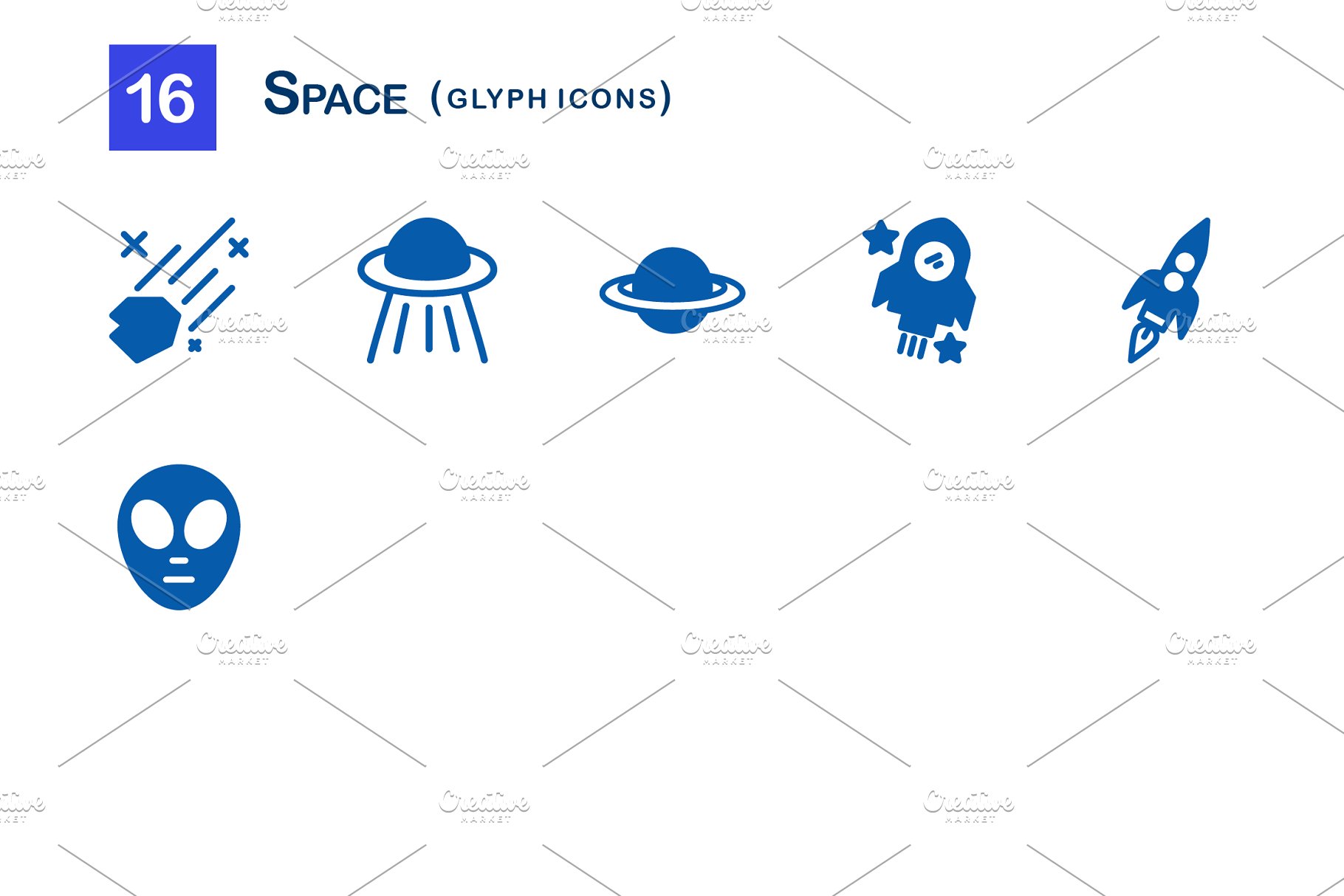 16枚太空主题图标 16 Space Glyph Icons插图(1)
