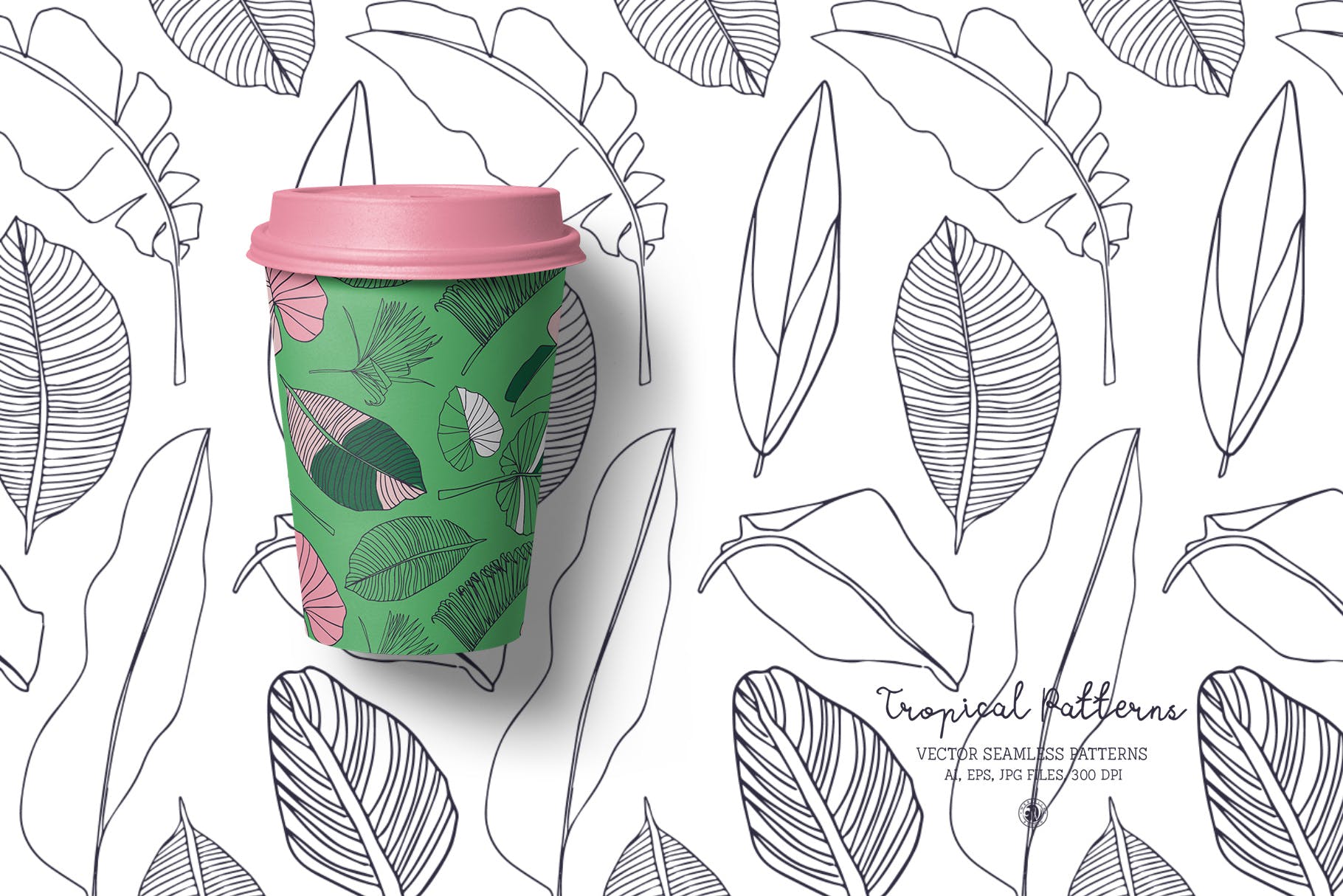 热带植物手绘图案纹样背景素材 Tropical Patterns插图(4)