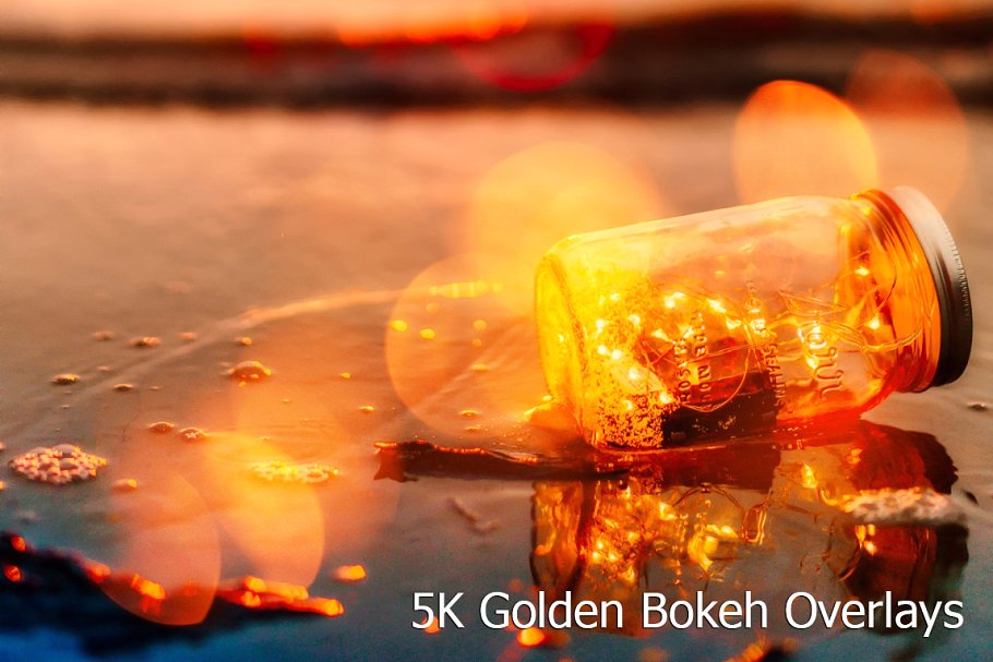 5K分辨率黄金散景叠层背景 5K Golden Bokeh Overlays插图