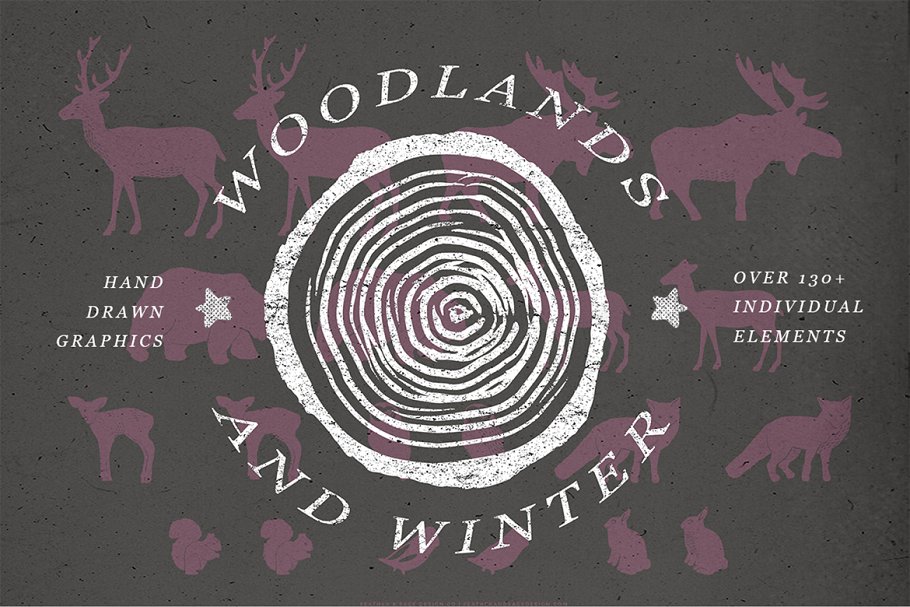 林地和冬季矢量图形 Woodlands & Winter Vector Graphics插图