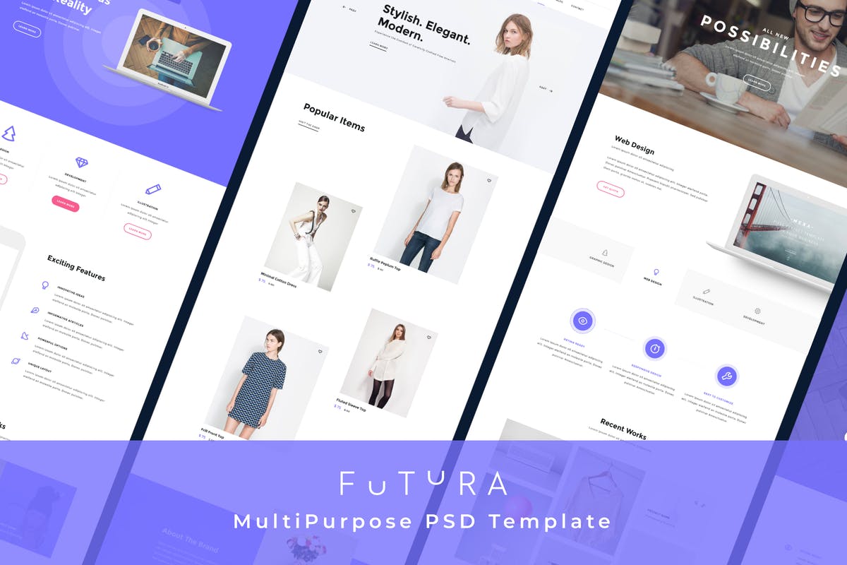 多用途商务企业网站PSD模板 Futura – Multipurpose Corporate PSD Template插图