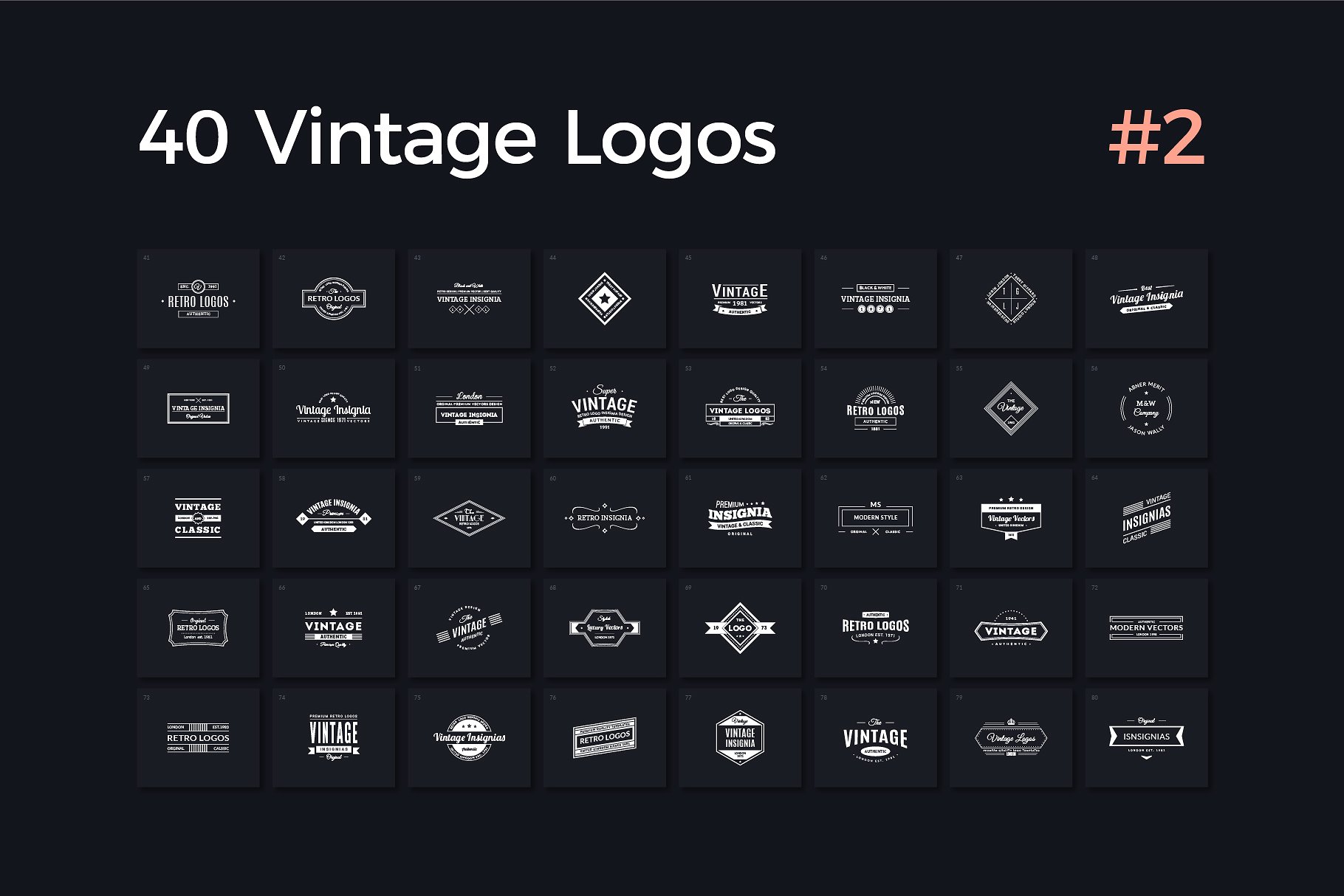 40个多用途复古标志模板V.2 40 Vintage Logos Vol. 2插图