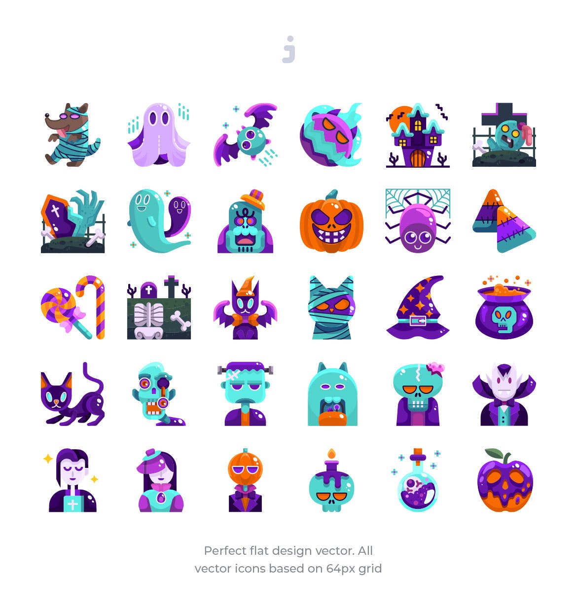 30枚扁平设计风格万圣节节日主题图标素材 30 Halloween Icons – Flat插图(1)
