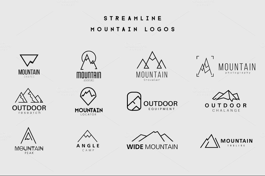 户外运动主题山脉图形Logo设计模板 The Mountain Mega Bundle插图(15)