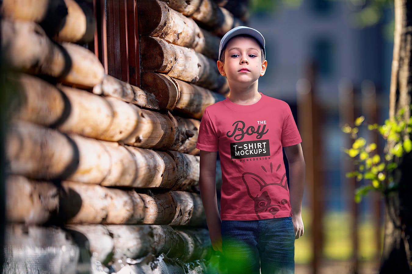 男童T恤胸前印花图案设计预览样机模板v1 Boy T-Shirt Mock-Up Set插图(5)
