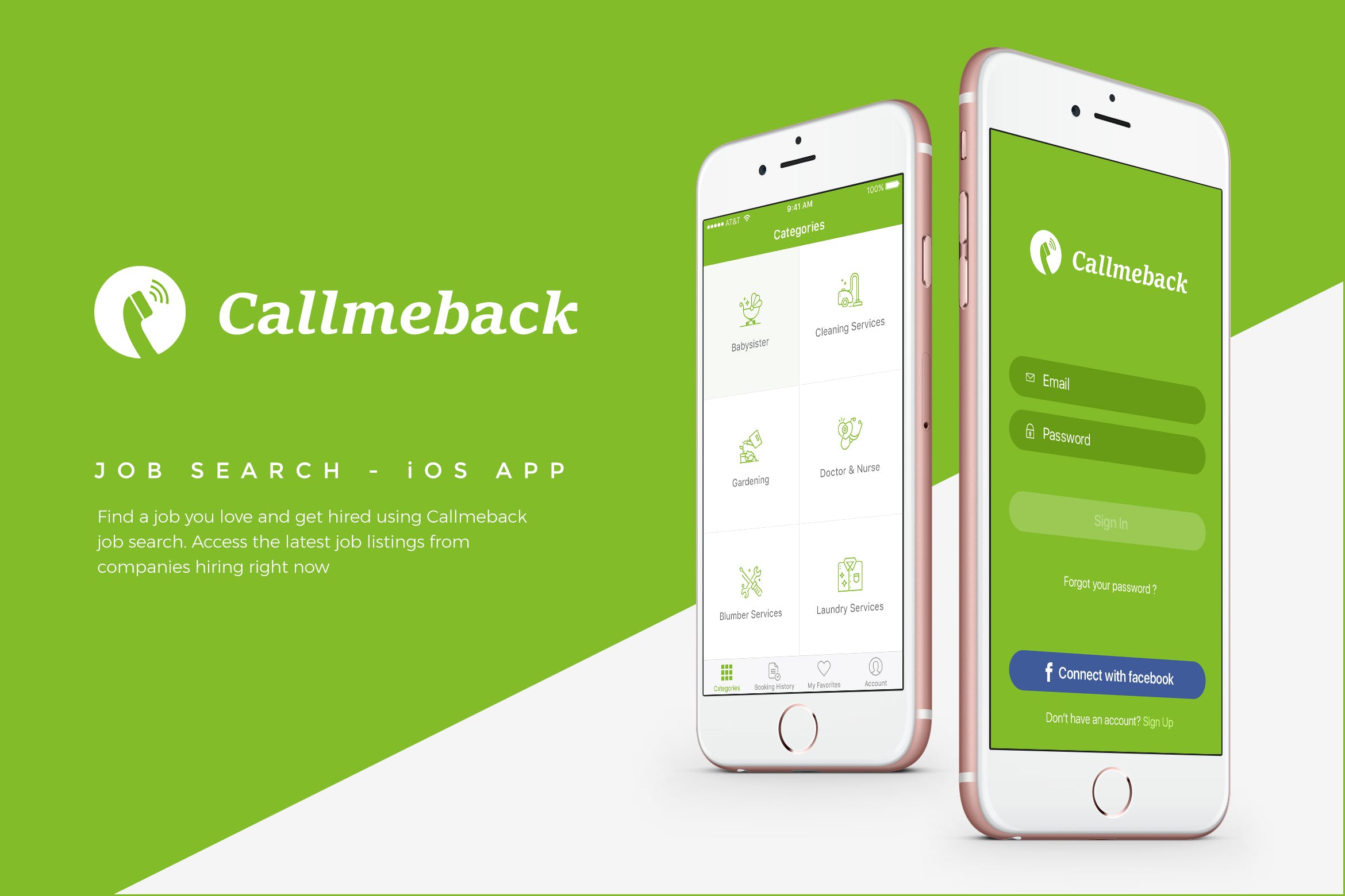 招聘APP应用用户界面设计UI素材 Callmeback –  UI Design for Job Search插图