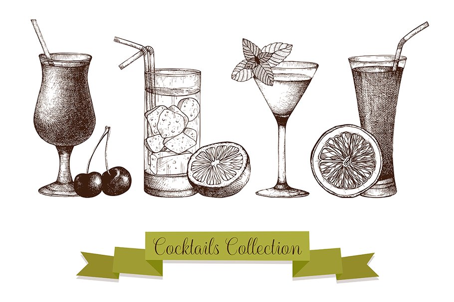 饮料主题矢量剪贴画素材 Vector Beverage Collection插图(1)