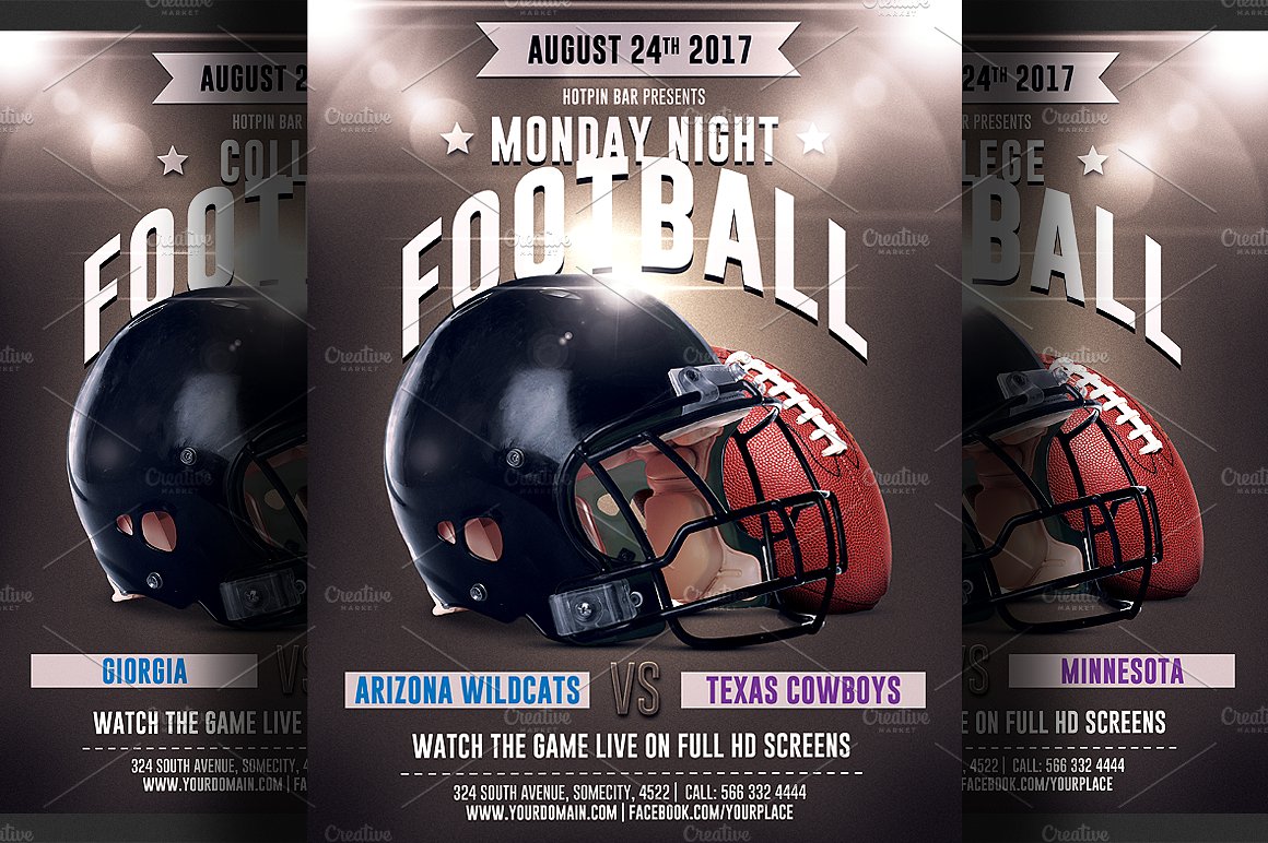 足球比赛宣传传单模板 Football Game Flyer Template 2插图