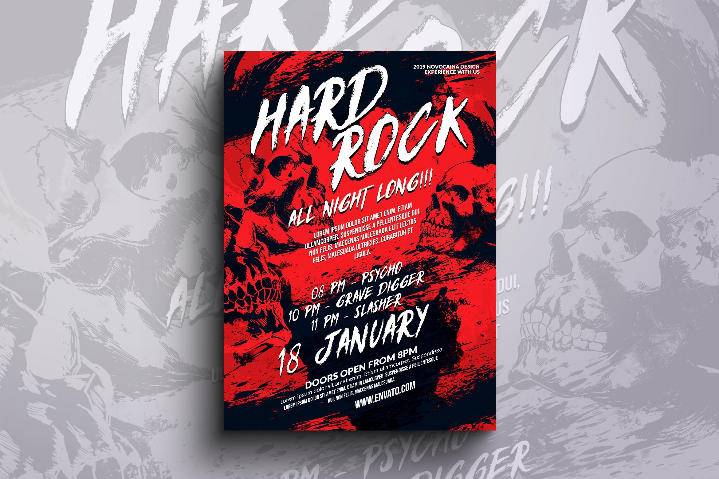 硬摇滚活动海报传单设计模板 Hard Rock Event Flyer & Poster Design插图