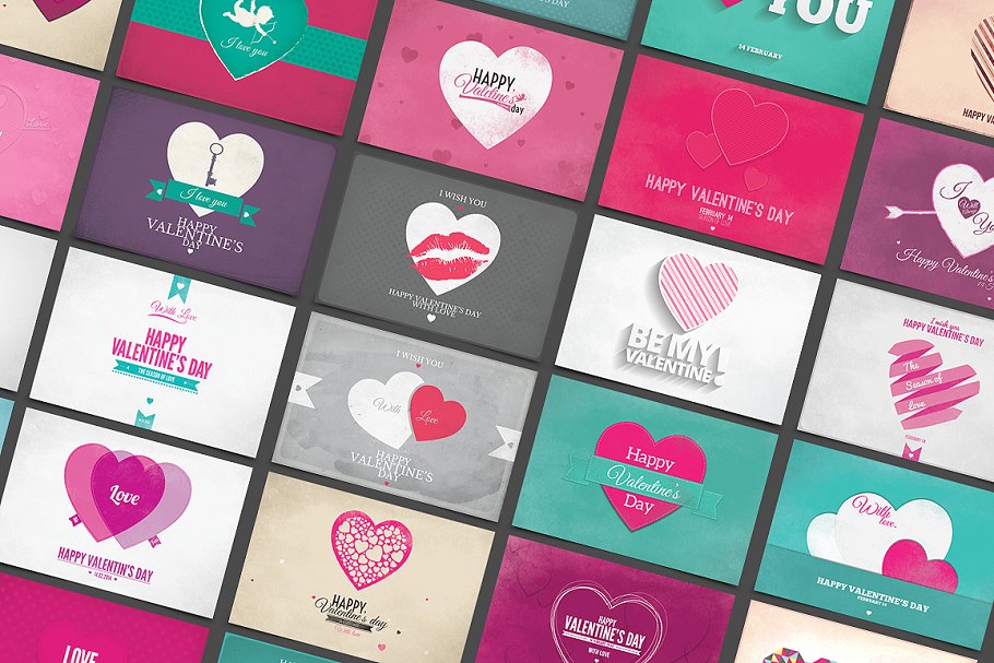 40款情人节主题卡片贺卡模板 40 Valentine’s Day Cards插图(1)