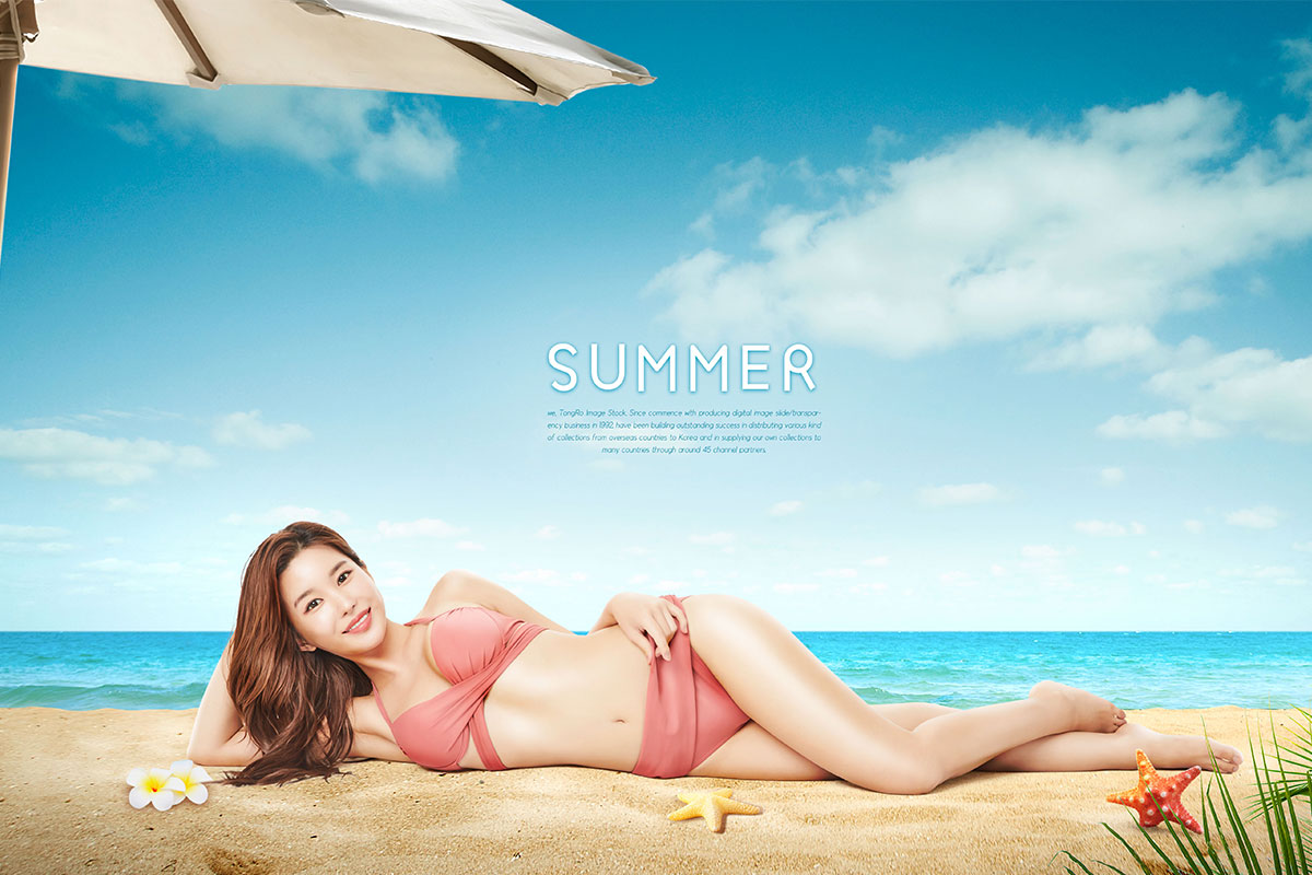 夏季暑假性感比基尼主题海报设计素材插图