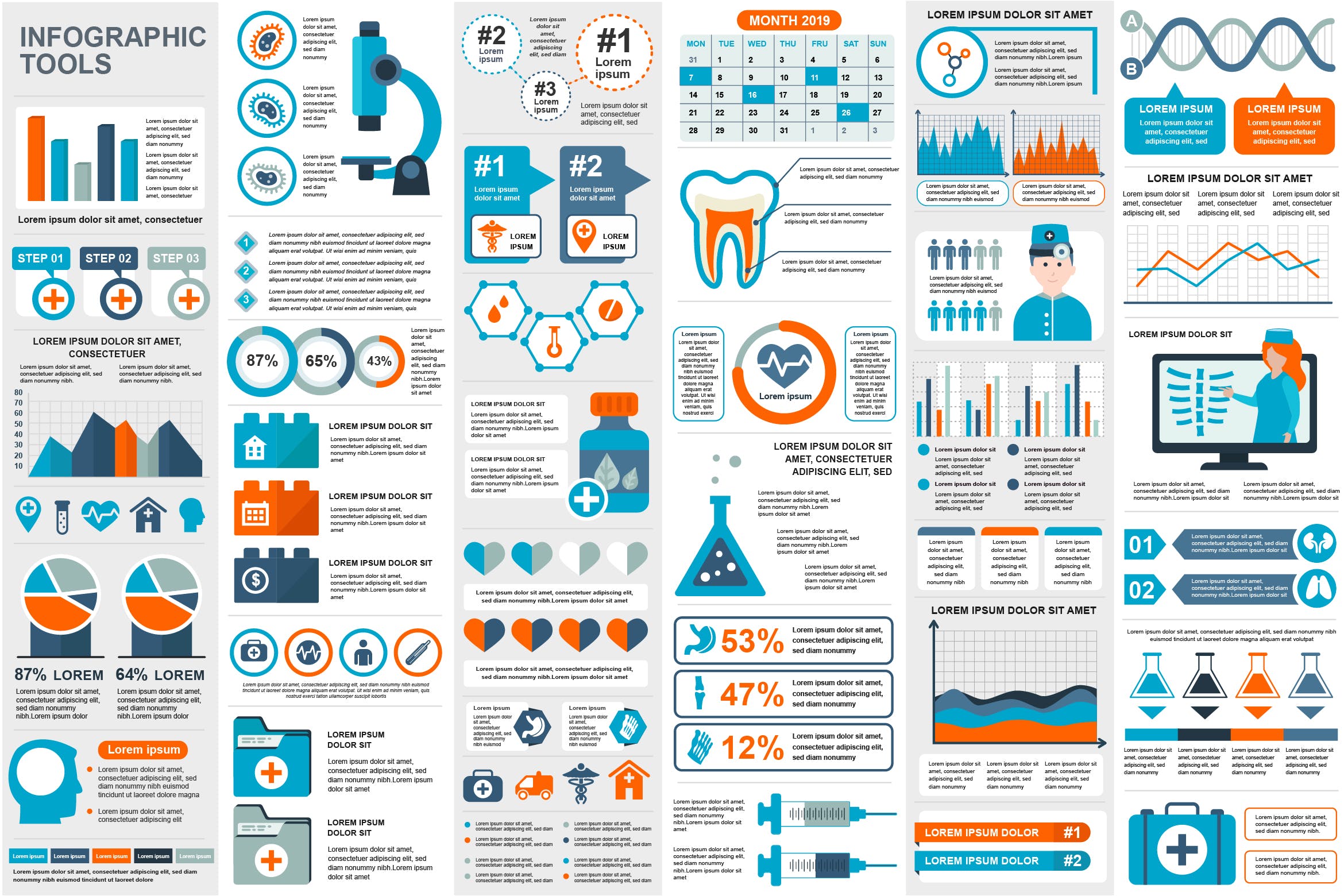 医疗行业大数据应用分析信息图表设计素材 Medical Infographics插图