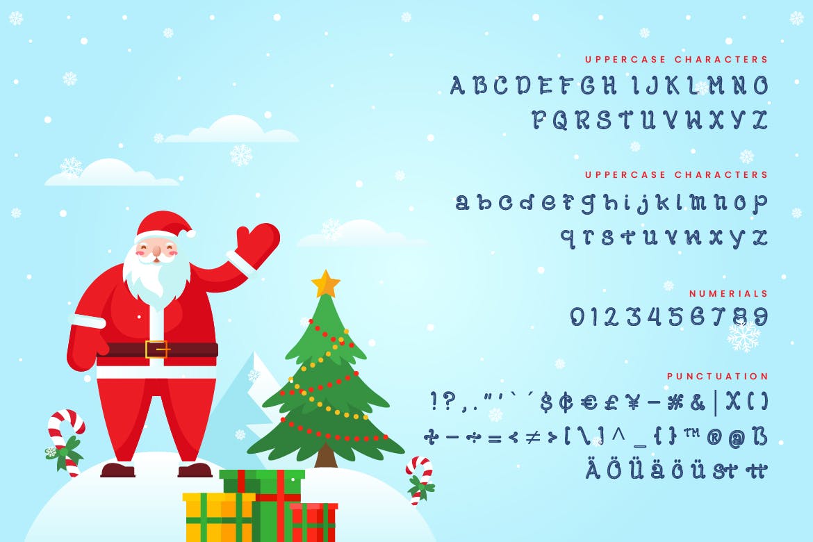 卷曲装饰圣诞节日设计字体下载 Wishing – Curly Decorative Christmas Font插图(4)