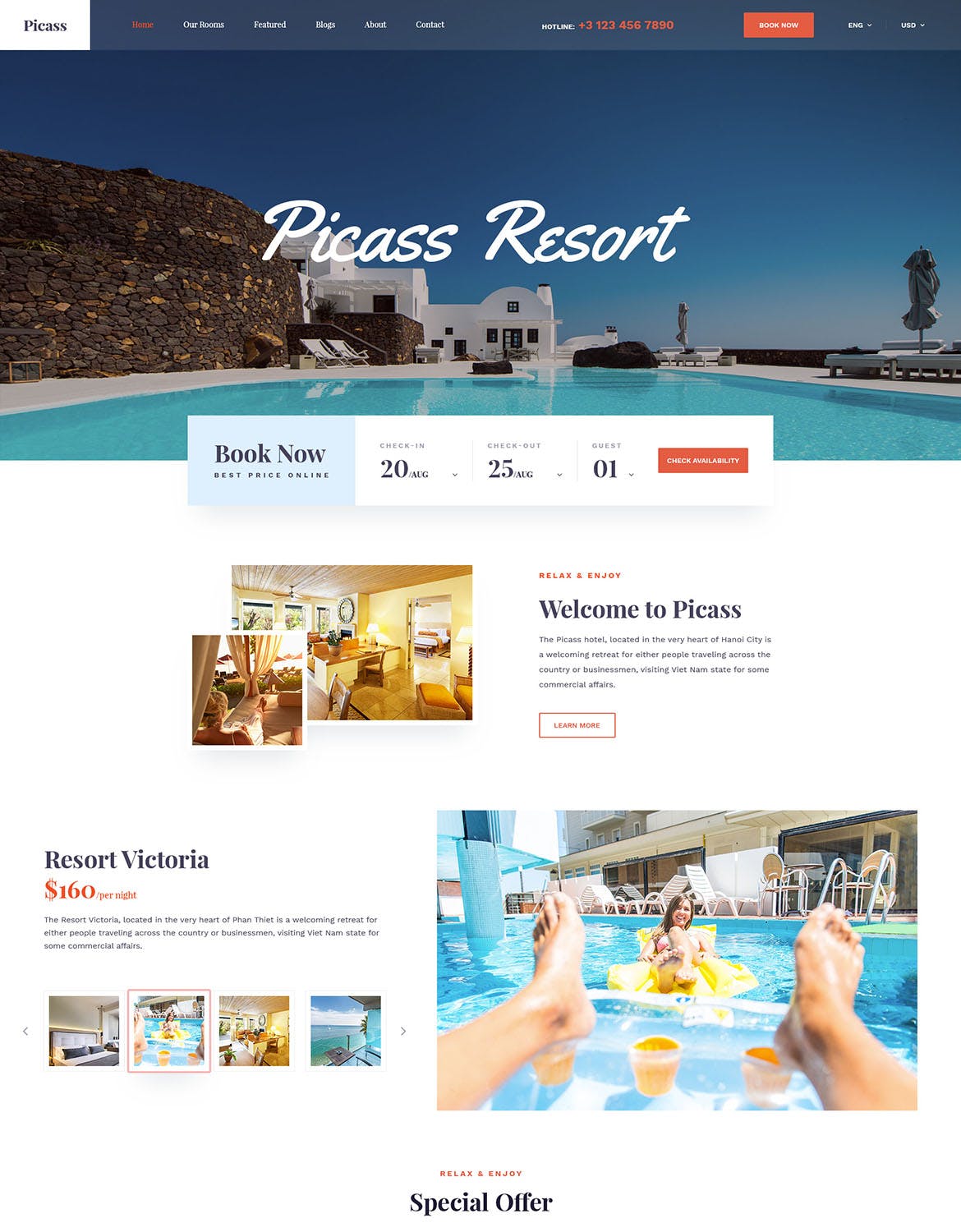 酒店预订网站设计PSD模板 Picass | Hotel PSD Templates插图(3)