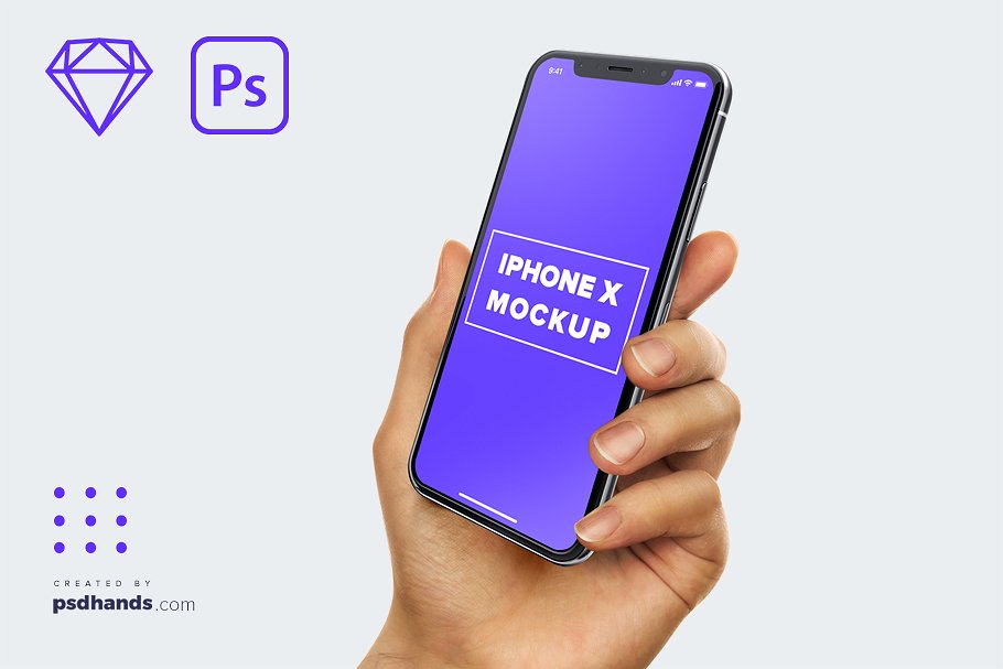 完美的手持iPhone X和三星安卓最新手机展示模型Mockups插图