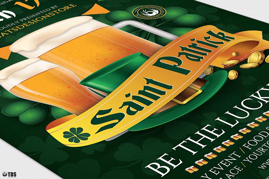 圣帕特里克啤酒节传单PSD模板V.5 Saint Patricks Day Flyer PSD V5插图(5)