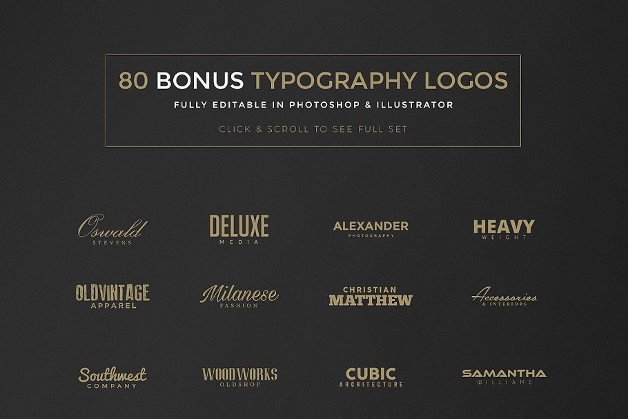 100个小微Logo模板及80个版式Logo模板 100 Minimal Logos + BONUS插图(5)