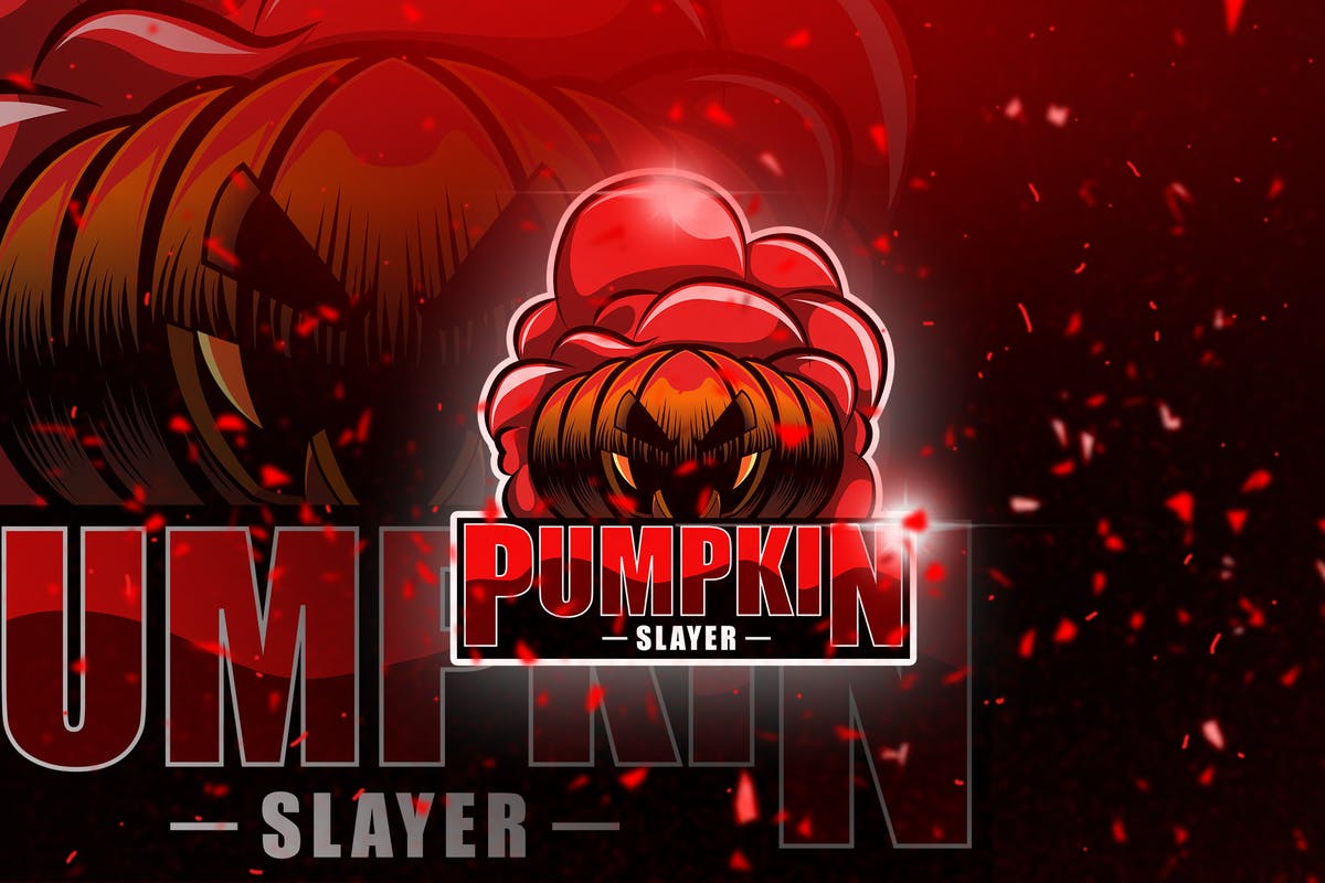 红南瓜电子竞技吉祥物Logo标志设计模板 Pumkin – Mascot & Esport Logo插图