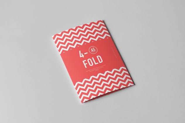 四折页A5规格画册传单样机模板 Four-Fold A5 Brochure Mock-up插图(1)
