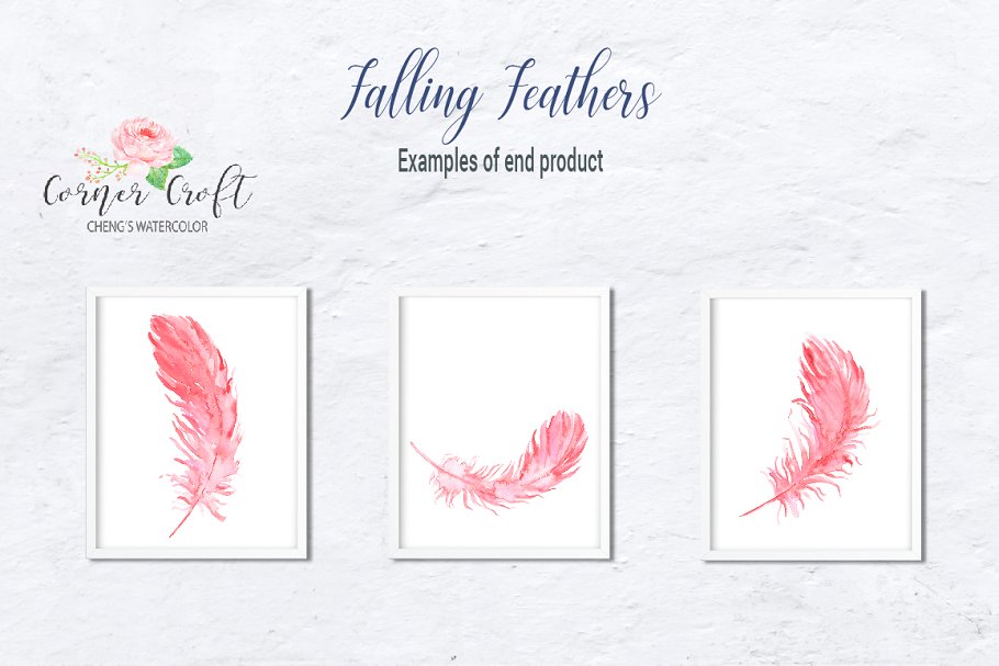 飘舞的羽毛剪贴画 Falling Feather Illustration插图(4)
