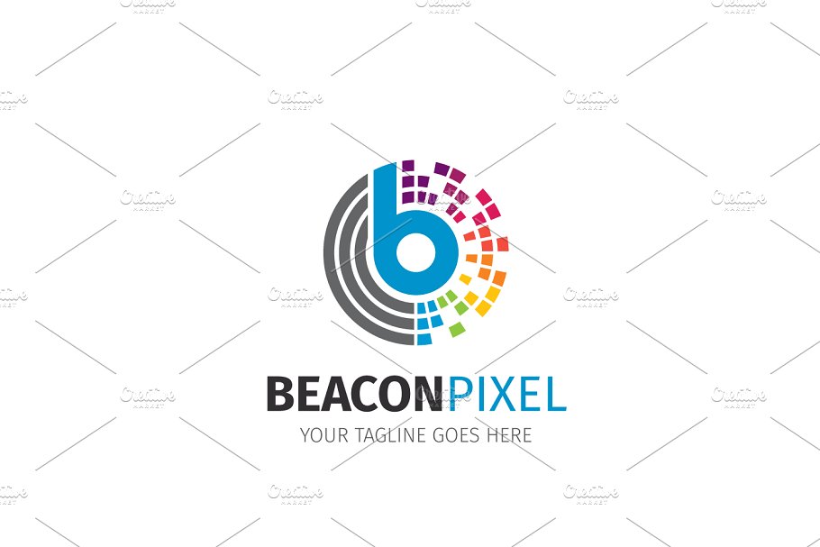 时尚现代的象素字母B Logo模板  Pixel Letter B Logo插图
