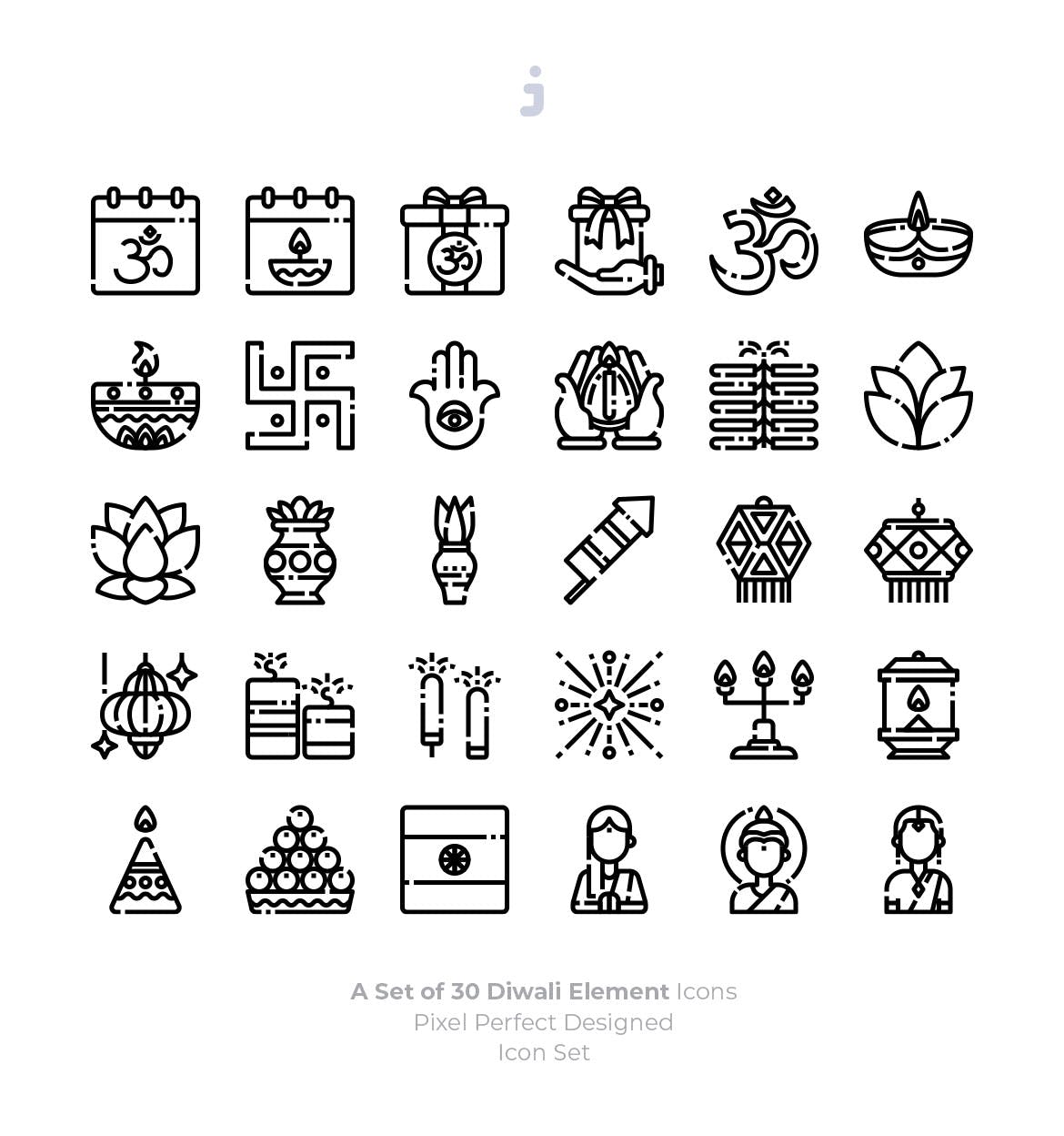 30枚印度万灯节排灯节节日主题图标素材 30 Diwali Icons插图(2)