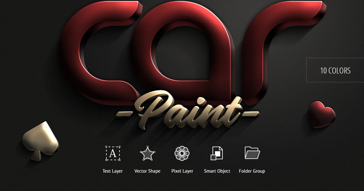 3D质感金属文本效果字体特效PS动作 Color Metal – Photoshop Action插图