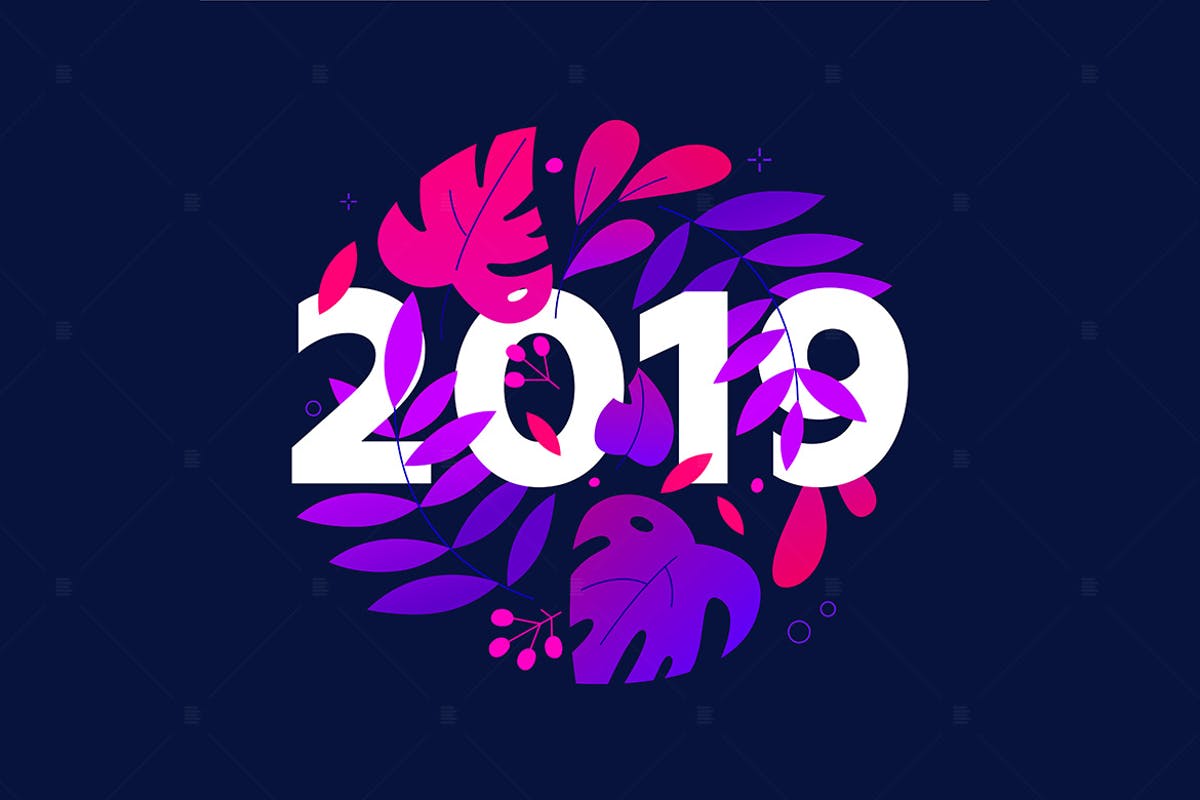 2019年新年扁平化设计风格插画1 Happy New Year – flat design style illustration插图
